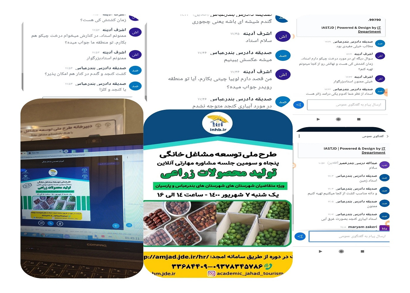 برپایی پنجاه و سومین جلسه مشاوره مهارتی آنلاین محصولات زراعی برای متقاضیان شهرستان بندر عباس و پارسیان