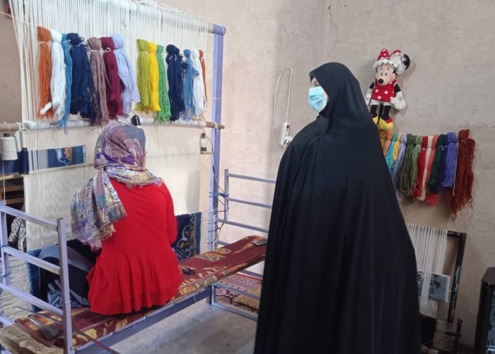 بازدید نمایندگان استانداری و جهاددانشگاهی قزوین  از کارگاه پیشران قالی‌بافی در محمدیه
