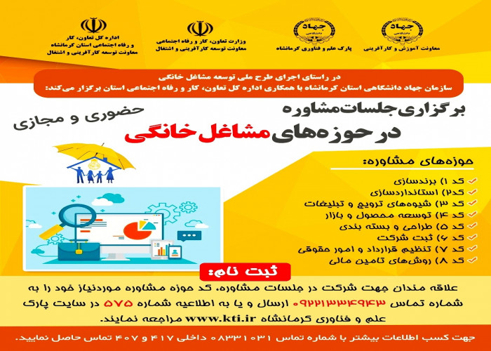 برگزاری جلسات مشاوره در حوزه مشاغل خانگی- استان کرمانشاه