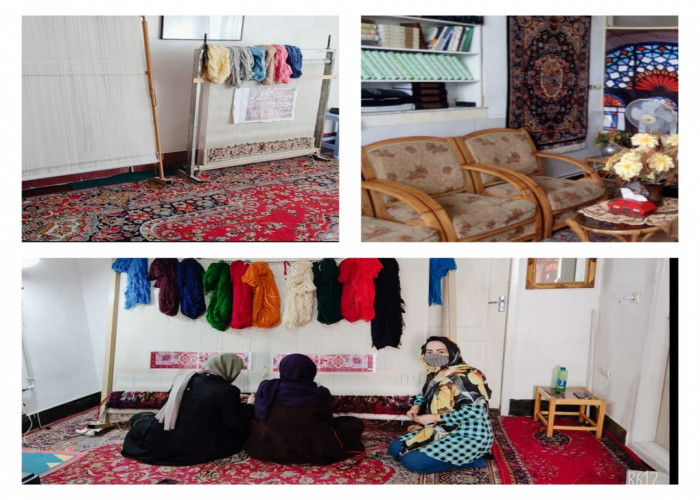 بازدید کارشناس اجرایی طرح ملی توسعه مشاغل خانگی از کارگاه فرش خانم طیبه واحدی در شهرستان کرمانشاه