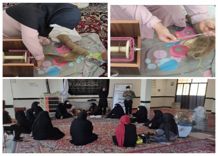 برگزاری دوره آموزشی نخ‌ریسی و نحوه کار با دستگاه‌های جدید اعطا شده طرح ملی توسعه مشاغل خانگی در مسجد خاتم الانبیاء ایلام